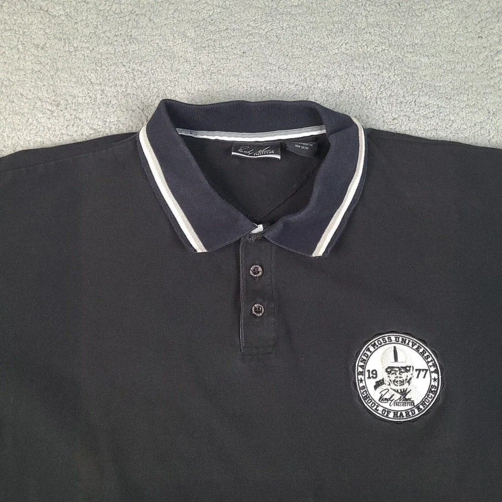 Randy Moss Collection‎ Polo Shirt Mens XXL Black Short Sleeve Cotton